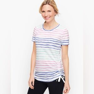 Talbots JERSEY SIDE DRAWSTRING TEE - WAVE STRIPE 100% Cotton Medium